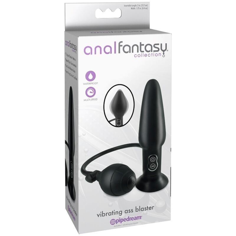 Vibrador Plug Anal Insuflável ANAL FANTASY com detalhes da textura em silicone e botão de controlo.