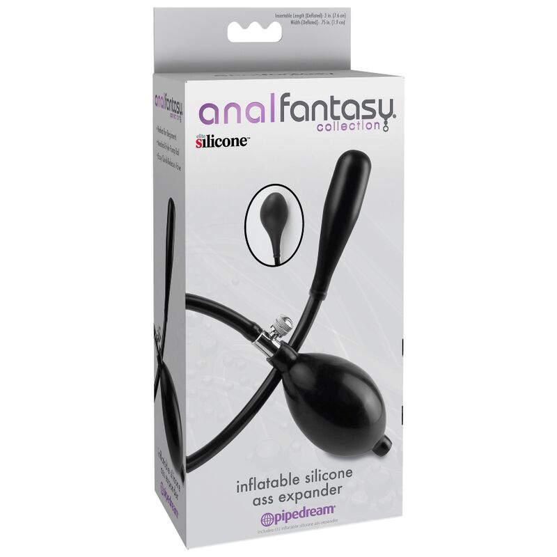 Close-up do ANAL FANTASY Plug Anal Inflável Vibratório, destacando seu design cônico, material de silicone e características infláveis.