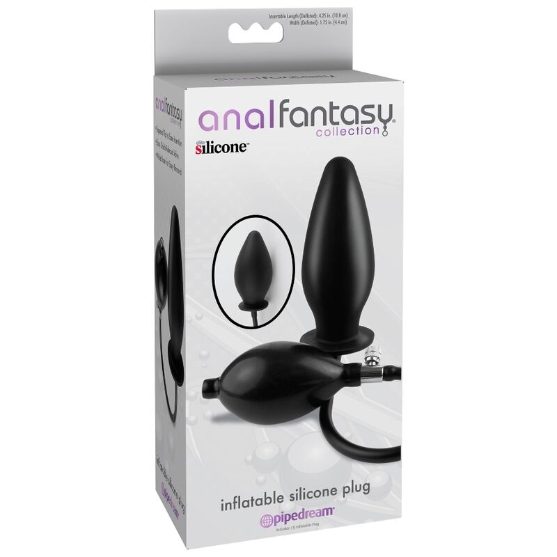 Close-up do Plugue de Silicone Insuflável Expansível Anal Fantasy, destacando a ponta cónica e a bomba de controlo.