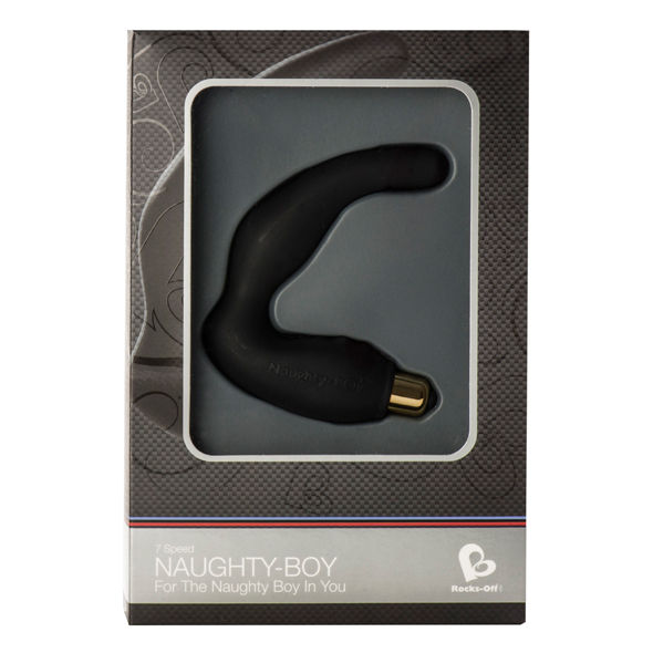 ROCKS-OFF Naughty-Boy Massageador G-Spot Masculino 7V Preto para estimulação da próstata e prazer intenso.