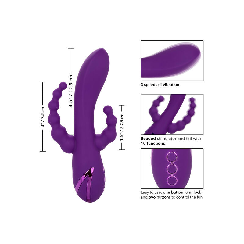 Vibrador de Triple Acción Long Beach Bootylicious Morado