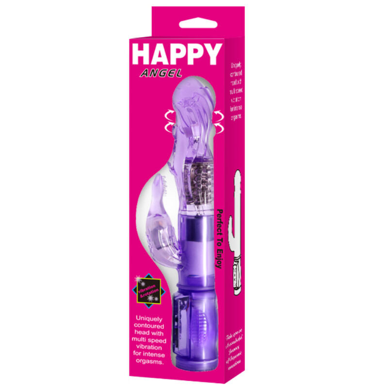 Mini vibrador rotador BAILE Happy Angel Lilac com estimulador de clítoris para prazer duplo.