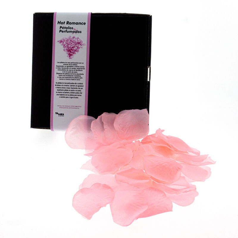 Pétalas de rosa perfumadas TALOKA com fragrância afrodisíaca em caixa, prontas para decoração romântica.