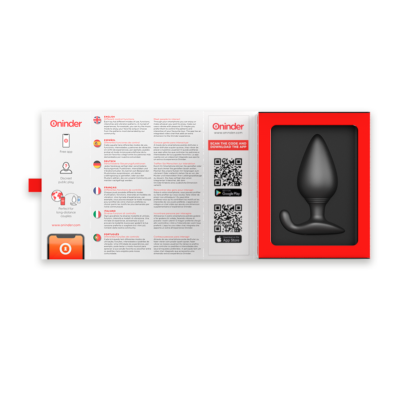 Plug Anal Vibratório ONINDER Preto controlado por aplicativo