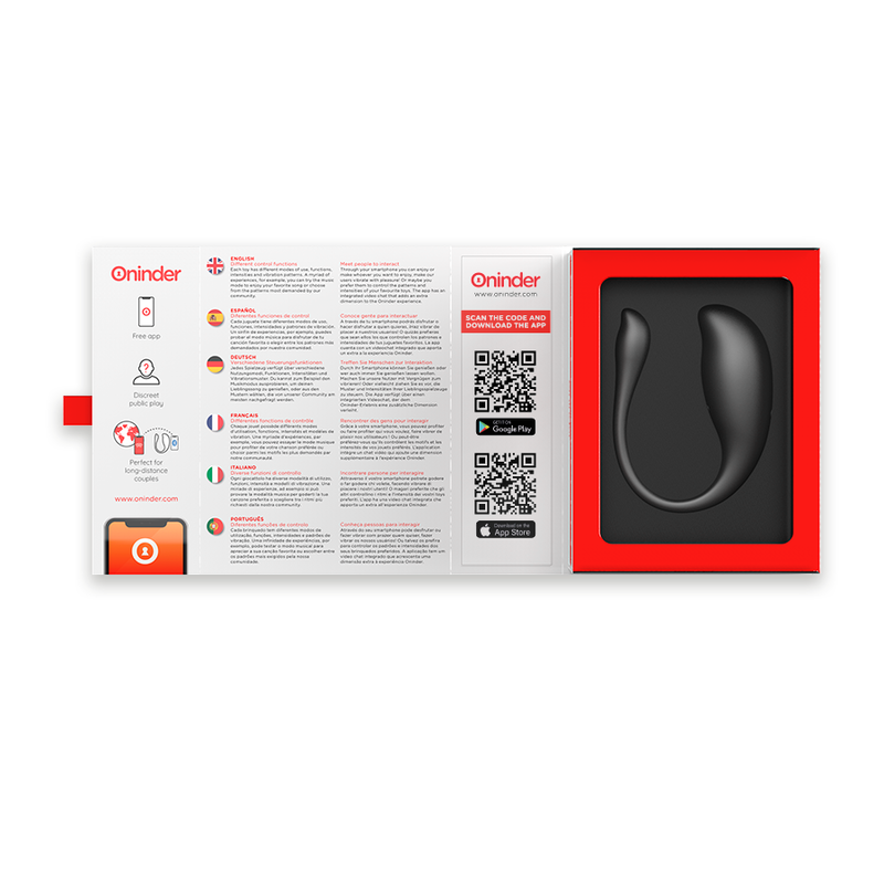Ovo Vibratório ONINDER Nairobi Rosa com controlo por app, detalhe do design ergonómico e cor.