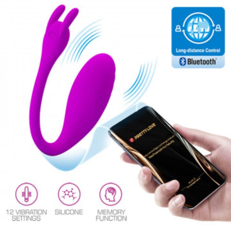 Vibrador Pretty Love Catalina violeta controlado por aplicação para prazer individual ou a dois.