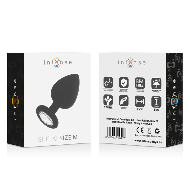 Close-up do Plug Anal Intense Shelki M em silicone macio preto