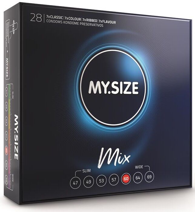 Embalagem de MY SIZE Mix Preservativos 60mm Variados com 28 Unidades
