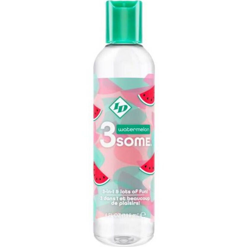 Garrafa de ID 3SOME Lubrificante Comestível Aquecimento Sabor Melancia 4 fl oz