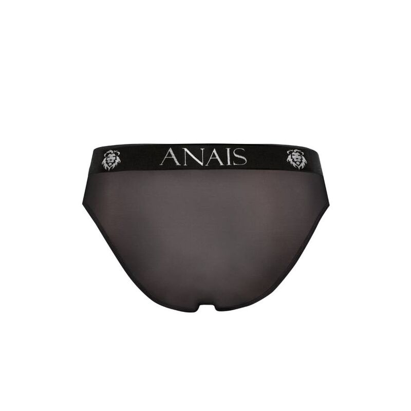 Vista detalhada do Slip Masculino Anais Eros S em tule preto, mostrando a textura e o design elegante.