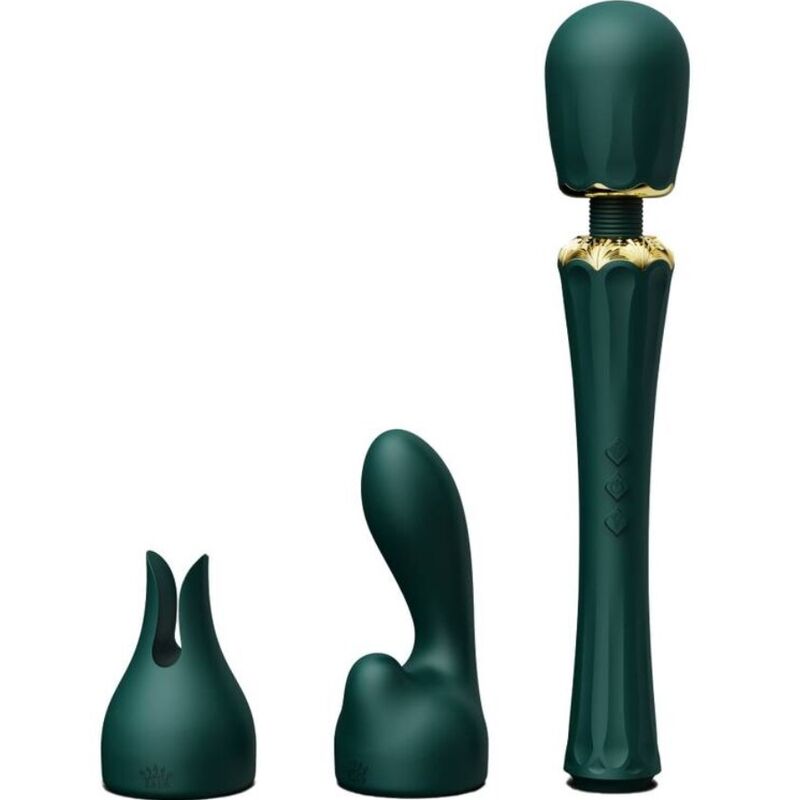 Close-up da ZALO Kyro Varina Massageadora Verde, destacando seu design e textura de silicone.