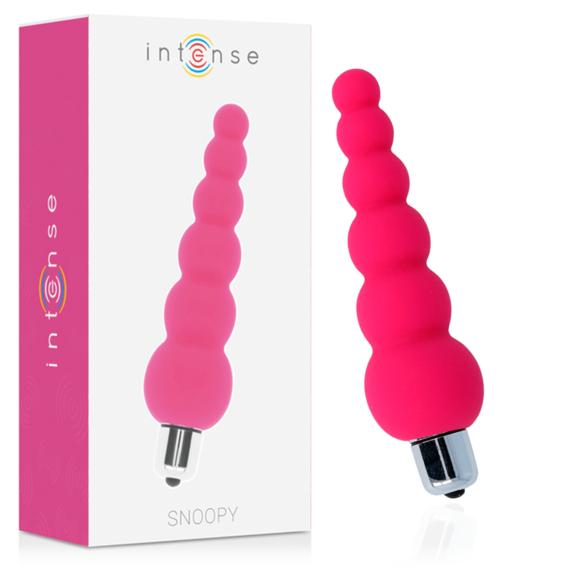 Vibrador Intense Snoopy de silicone rosa com 7 velocidades para estimulação íntima e versátil.