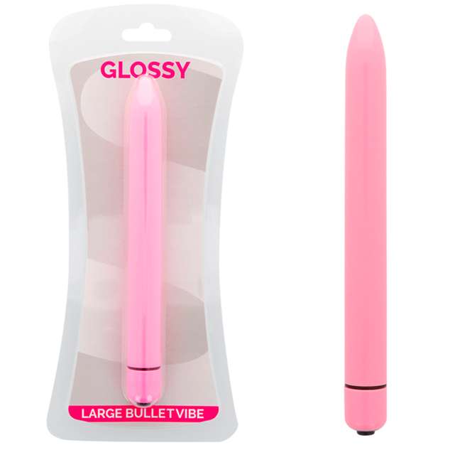 Vibrador GLOSSY SLIM Rosa Slim de 1 Velocidade para prazer discreto e eficaz.