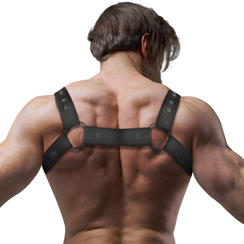 Arnês esportivo de neoprene ajustável FETISH SUBMISSIVE ATTITUDE para homens, realçando a figura masculina.