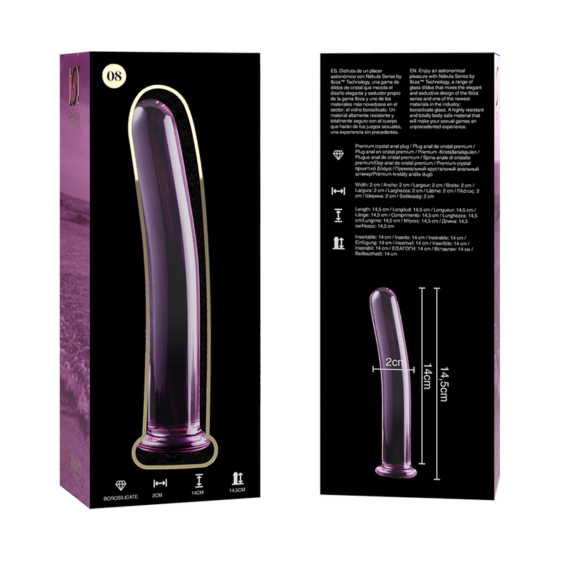 Dildo de Cristal de Borosilicato Transparente Modelo 8 - 14.5 cm
