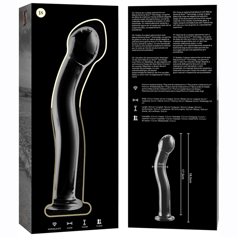 Dildo Modelo 18 Vidrio Borosilicato Transparente 18.5 cm -O- 3.5 cm