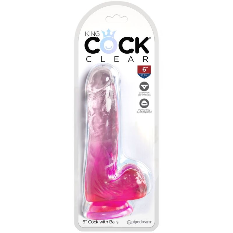 Dildo Realista con Bolas Transparente 13.5 cm Rosa