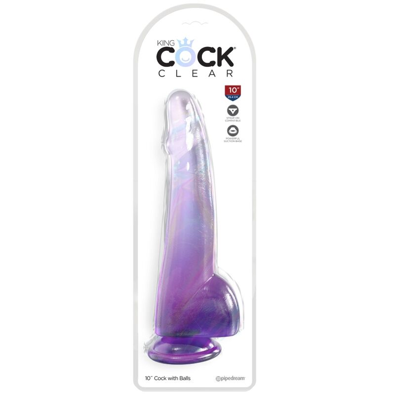Dildo Realista Transparente con Testículos 19 cm Morado