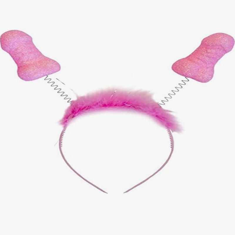Diademas con Silbatos Forma Pene Rosa Glitter - Pack de 6