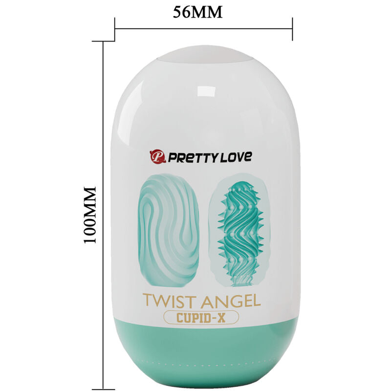 Close-up do Masturbador Ovo PRETTY LOVE Twist Angel Cupido, mostrando seu design e textura para prazer masculino.