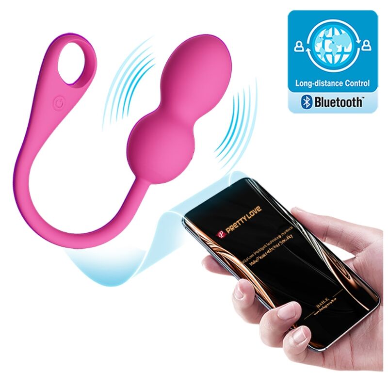 PRETTY LOVE Bolas Vibratórias Recarregáveis Elvira Rosa com App para exercícios de Kegel e prazer.