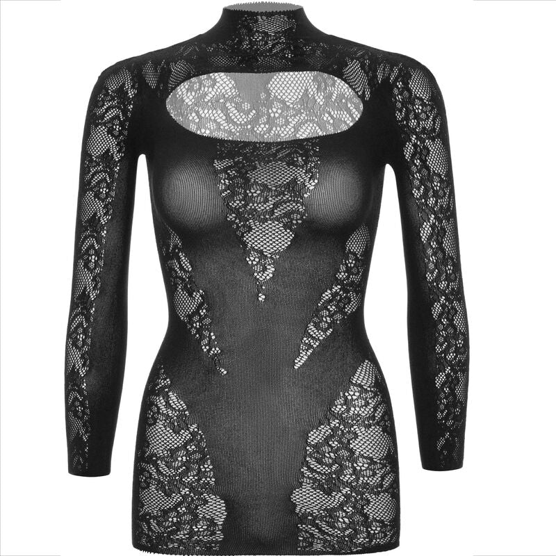 Mini Vestido LEG AVENUE de Renda Manga Comprida Preto, elegante e sensual