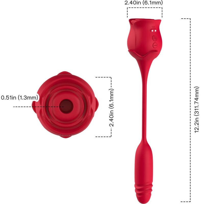 Close-up do ARMONY Sugador de Clitóris e Vibrador Rosa, mostrando seu design ergonômico e formato de rosa com a cauda vibratória.