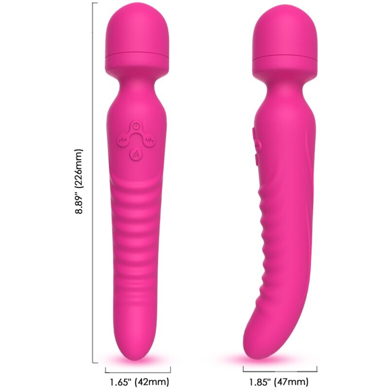 Close-up do Vibrador Massageador de Calor ARMONY Fúcsia, destacando seu design ergonômico e material de silicone.