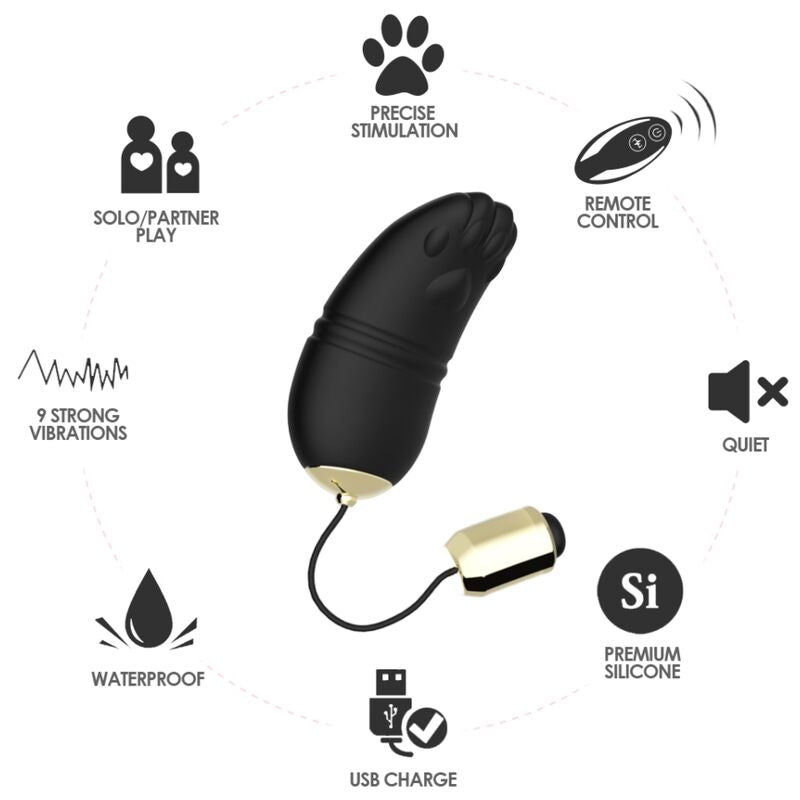 ARMONY Kitty Egg Vibrador G-Spot com Controle Remoto Preto, destacando seu design compacto e elegante.