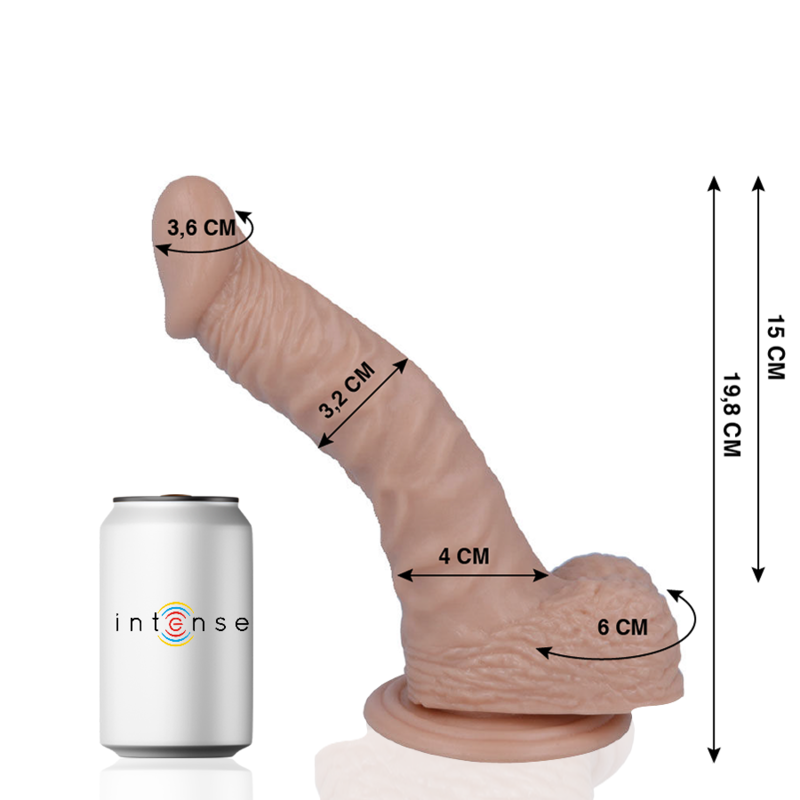 Dildo realista MR INTENSE de 19.8cm com ventosa, textura sedosa para prazer autêntico.