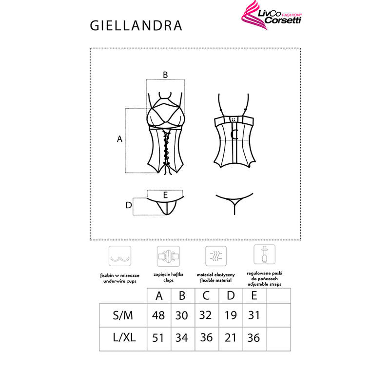 LIVCO CORSETTI FASHION - COLECCIÓN GIELLANDRA FOR THE SENSES CORSÉ + BRAGUITA NEGRA