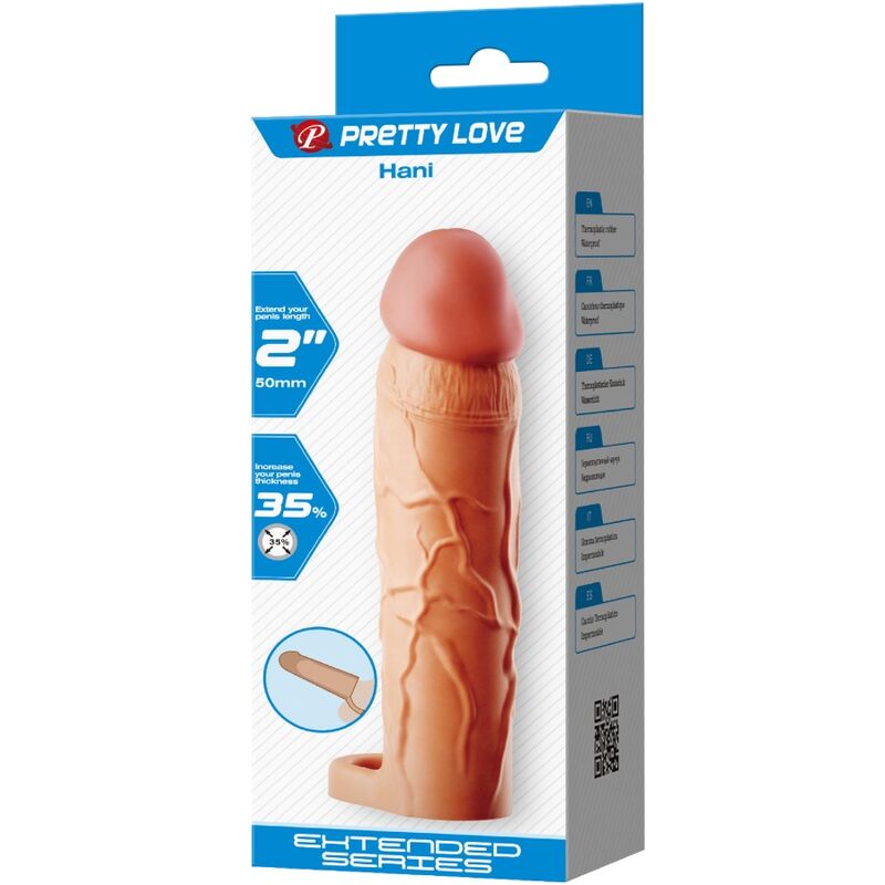 Capa para Pénis Extensora Estimulante Hani da PRETTY LOVE em silicone realista.