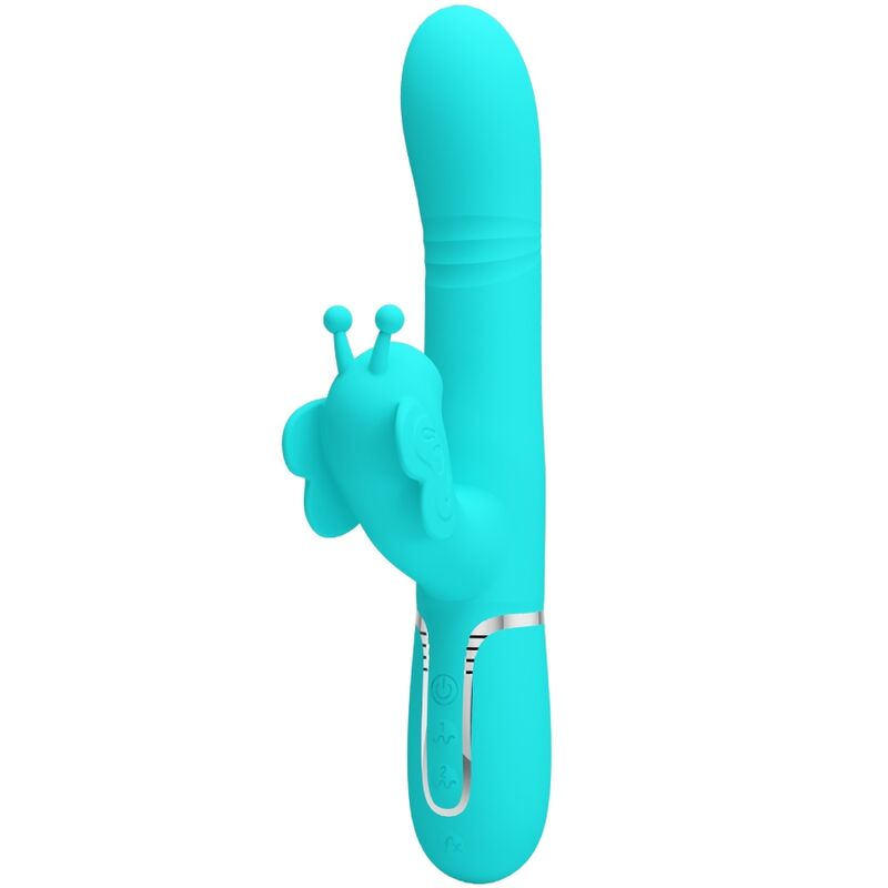 Vibrador Coelho Multifunções 4 em 1 Butterfly Aqua Verde PRETTY LOVE para estimulação dupla e prazer intenso.