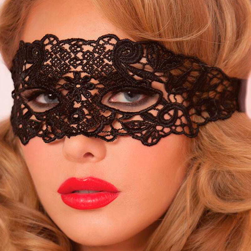 QUEEN LINGERIE - MÁSCARA DE ENCAJE NEGRO