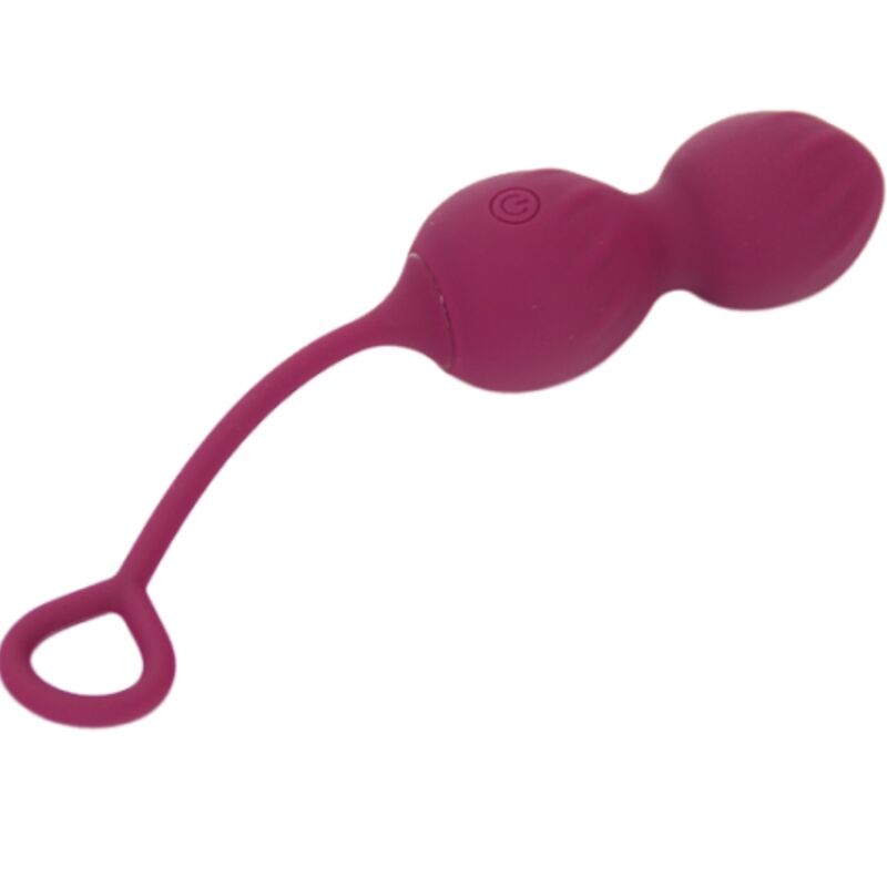 Close-up do ARMONY BLOSSOMS Haltere Vaginal Vibratório com Controlo Remoto, mostrando o design ergonómico e a cor vermelho escuro.