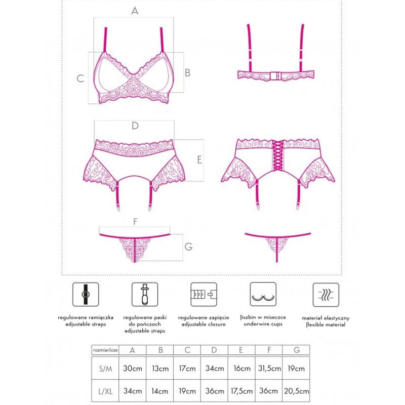 LIVCO CORSETTI FASHION - NAHIR LC 20214 SUJETADOR + BRAGUITA + LIGUERO S/M