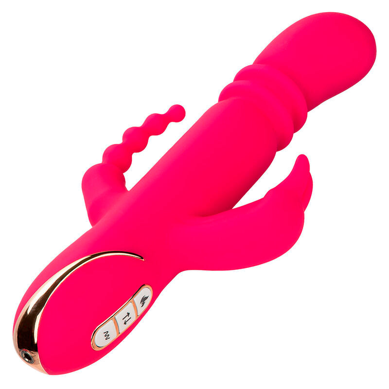 Vibrador Triple Calentado Estilo Conejo con Pulsación y Calentamiento
