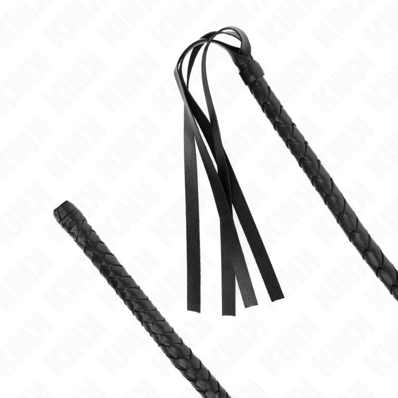 KINK Chicote Longo com Contas 110cm para BDSM, detalhe das contas e punho.