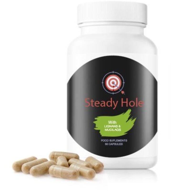 Embalagem de 500 COSMETICS SteadyHole, 60 cápsulas para saúde intestinal e preparação anal.