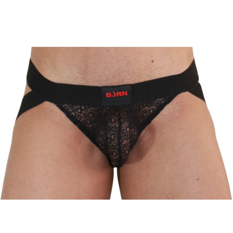 BURN Jockstrap Lencería Masculina Estilo Sensual Negro