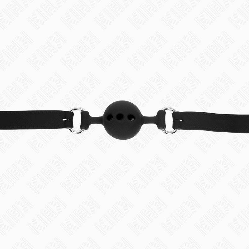 KINK Mordaça Completa de Silicone com Bola de 4cm e Tira Ajustável, detalhe do material e design para BDSM.
