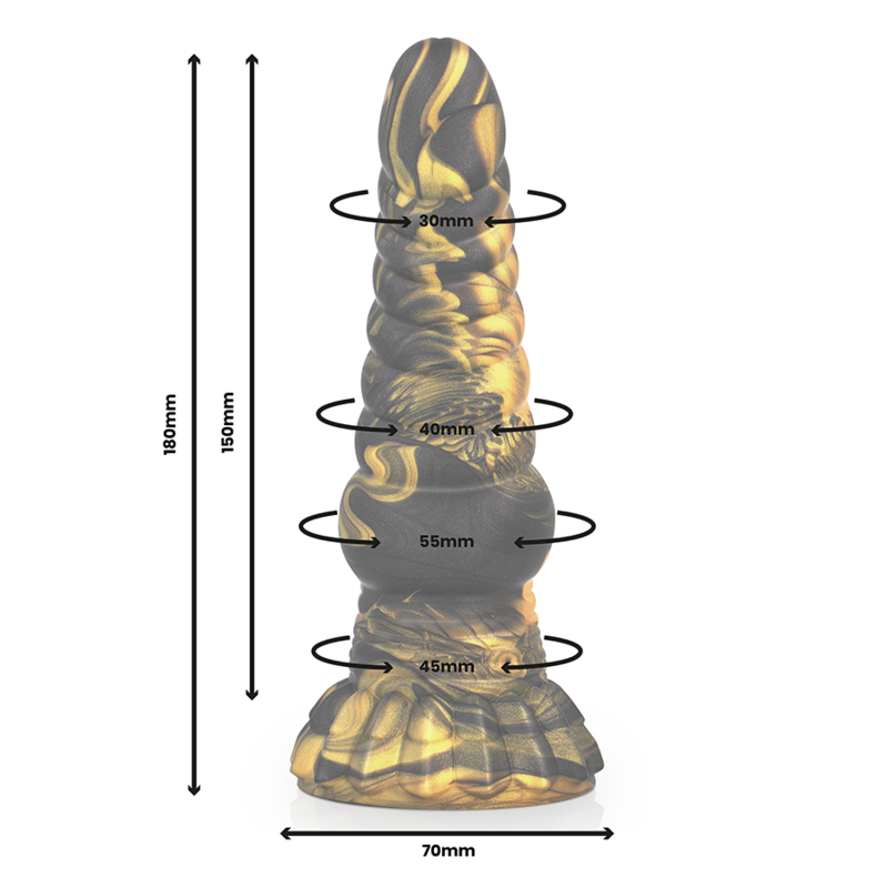 Close-up of the EPIC Dildo Fúrias de Silicone Líquido, showing its unique texture and shape.
