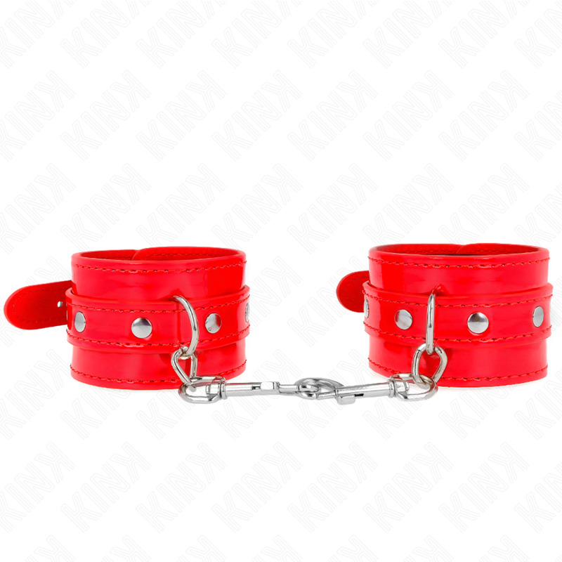 KINK Algemas de Mão Brilhantes Vermelhas Ajustáveis (23-33 cm) para BDSM