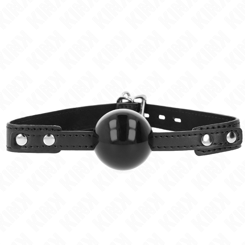 Close-up da KINK Bola TPE Macia Gag 4CM, mostrando a bola de TPE e a correia ajustável para uso BDSM.