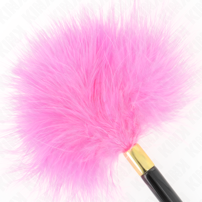 KINK - PLUMAS DE COSQUILLEO DE METAL DORADO FUCSIA 18 CM