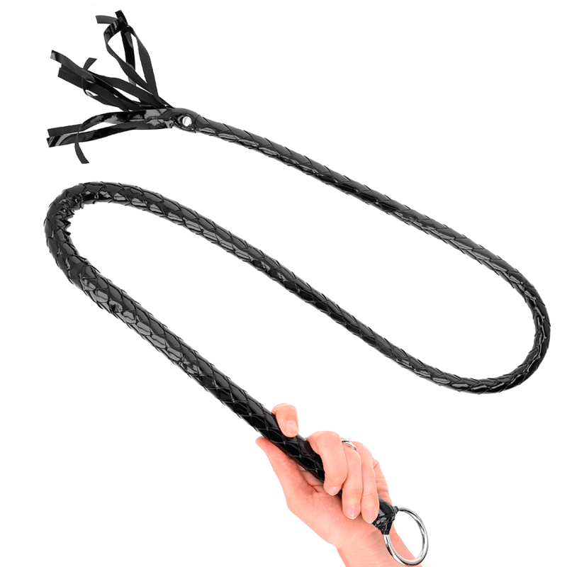 KINK Chicote de PVC Longo Brilhante 138 CM para BDSM e impacto sensorial.
