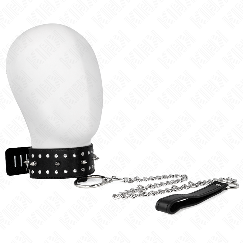 KINK Colar com Trela Ajustável 36-43cm com Pregos Prata 65cm em detalhe.