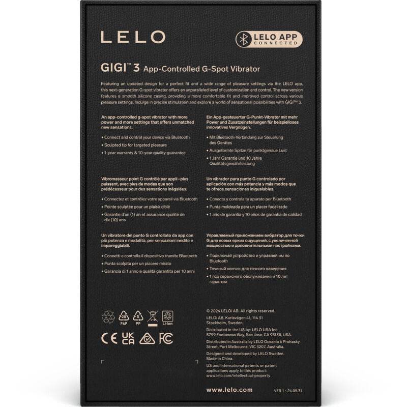 Close-up of the LELO GIGI™ 3 G-Spot Vibrator in blue, showcasing its ergonomic design and silicone texture.