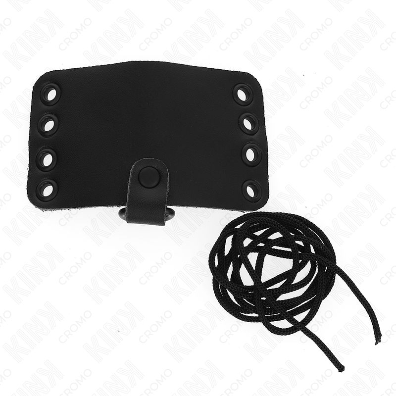 KINK - ANILLO DE CUERO PARA EL PENE CON CREMALLERA DE ENCAJE Y CORDONES