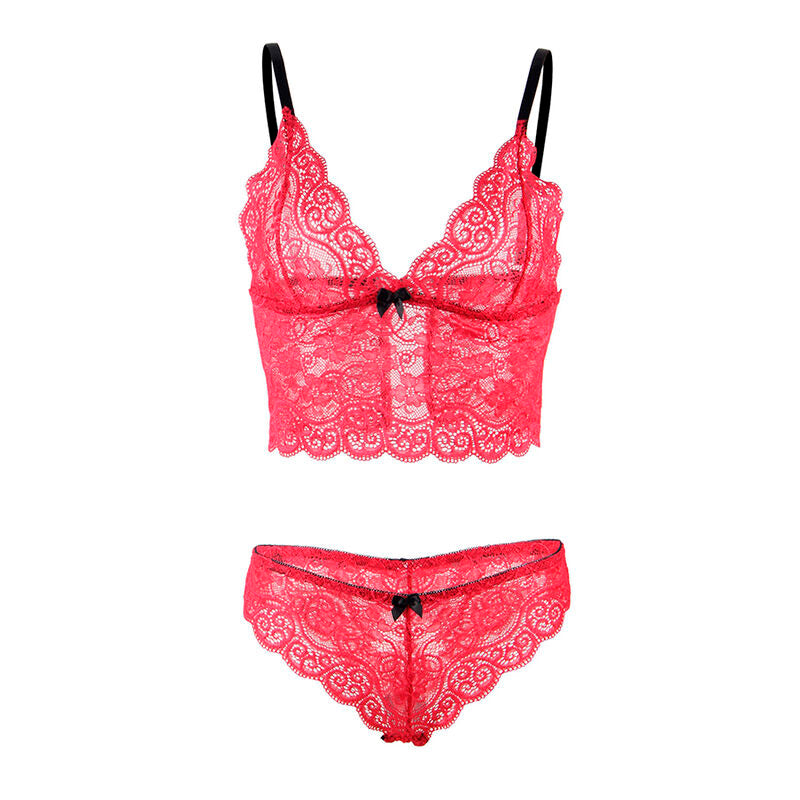 Close-up of the SUBBLIME Camisola de Seda e Renda + Calcinha Vermelha S/M showing its delicate fabric and design.